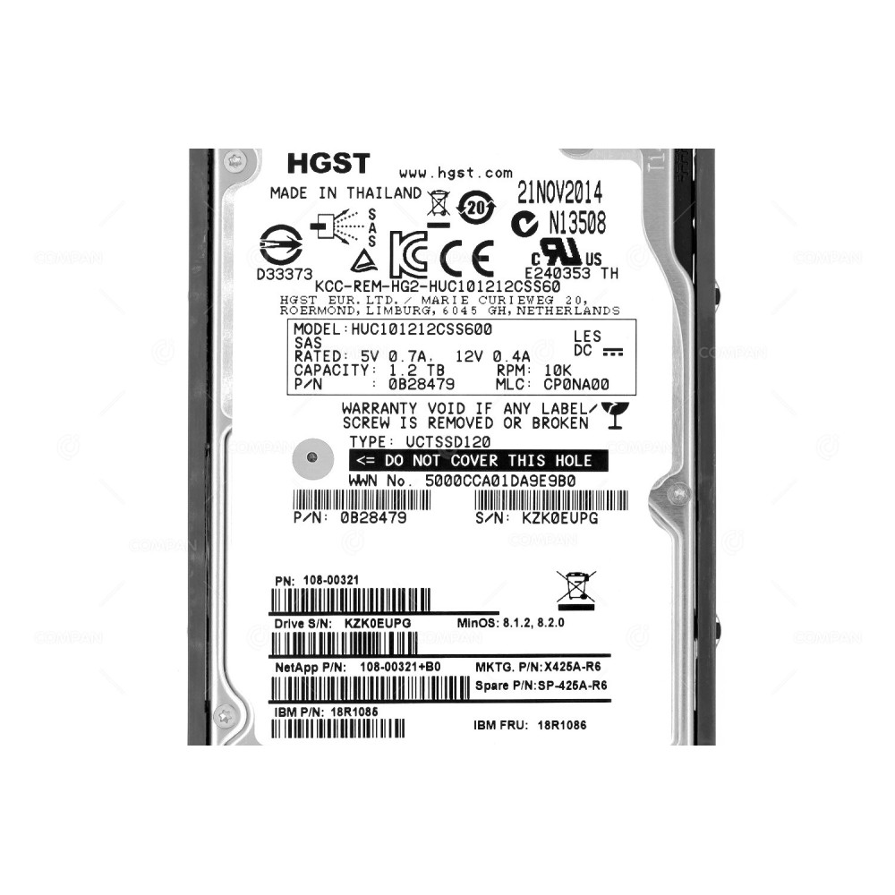 X425A-R6 NETAPP HDD 1.2TB 10K SAS 6G 2.5" SFF HOT-SWAP